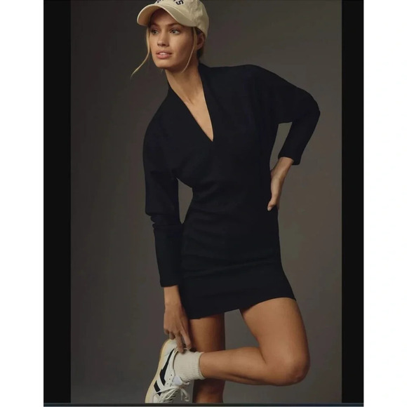 Anthropologie Daily Practice V-Neck Long Sleeve Knit Mini Dress Size MP - Picture 10 of 10